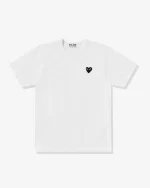 CDG Unisex Reverse Black Heart white T shirts