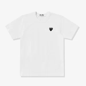 CDG Unisex Reverse Black Heart white T shirts