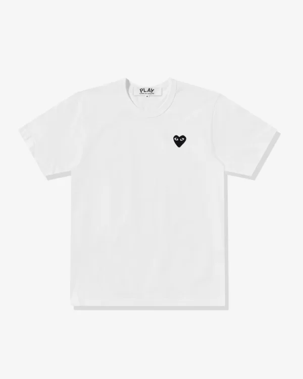 CDG Unisex Reverse Black Heart white T shirts