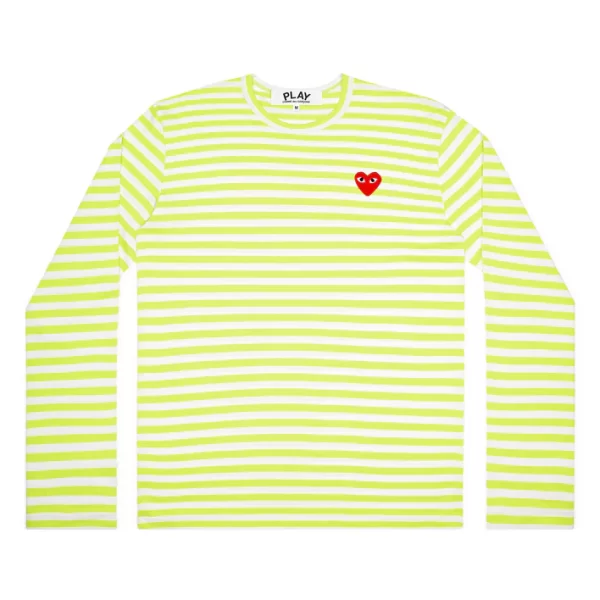 CDG Bright Striped Long Sleeve Green