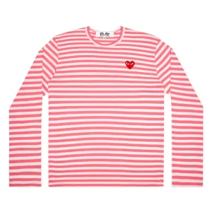 CDG Bright Striped Long Sleeve Pink