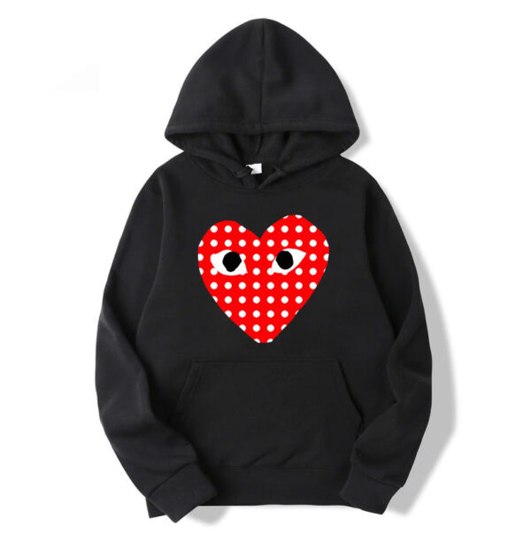 CDG White Dotted Heart Hoodie