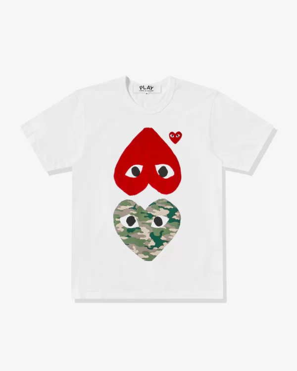 CDG Camouflage With Upside Down Heart T Shirt