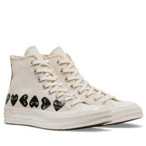 CDG Converse Multi Black Heart High Top (White)