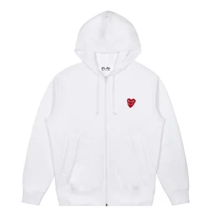 CDG Hooded Sweatshirt with Double Red Heart