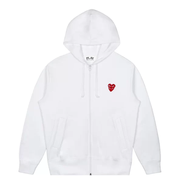 CDG Hooded Sweatshirt with Double Red Heart