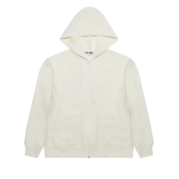 CDG Cream Color Zipper Hoodie