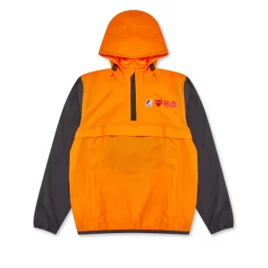 CDG K Way Half Zip Jacket Orange Black