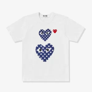 CDG Polka Dot Double Heart T Shirt