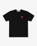 Unisex Reverse Red Heart Black T Shirt