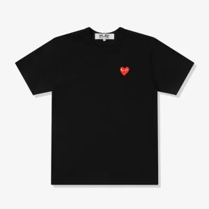 Unisex Reverse Red Heart Black T Shirt