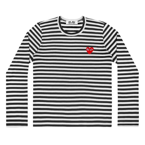 CDG Striped T Shirt Black White