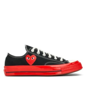 CDG CONVERSE RED SOLE LOW TOP BLACK