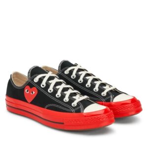 CDG CONVERSE RED SOLE LOW TOP BLACK