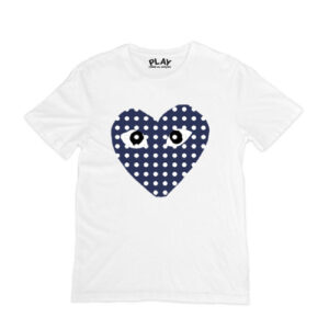 Comme Des Garcons Blue Heart White Shirt